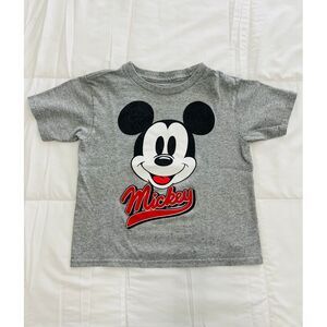 Disney Kids Unisex Mickey Mouse Graphic Print Short Sleeve Gray T-Shirt Size 4T